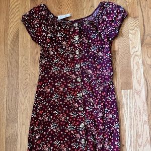 Sky and Sparrow Casual Dress - A-Line: Burgundy Floral Dress